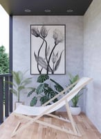 لوحة كانفاس على إطار خشبي، تصميم نمط فنى للزهور، ل...