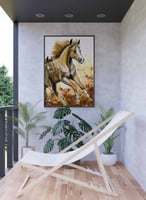 لوحة كانفاس على إطار خشبي، تصميم الخيول الراكضة ،...