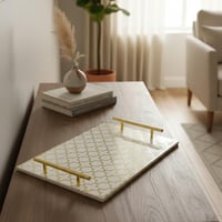 صينية تقديم من الأكريليك بتصميم مزخرف ومقابض معدني...