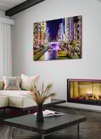 لوحة كانفاس على إطار خشبي لمنظر لمدينة أوساكا في ا...