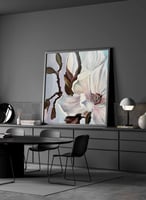 لوحة كانفاس مربع على إطار خشبي، تصميم زهرة جميلة م...