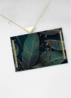 صينية تقديم مصنوعة من الأكريليك بمقابض معدنية ذهبي...