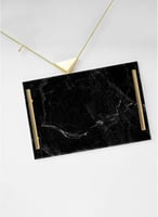 صينية تقديم مصنوعة من الأكريليك بمقابض معدنية ذهبي...