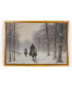 لوحة كانفاس على إطار خشبي بإطار خارجي باللون الخشب...