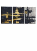 طقم من ٣ لوحات كانفاس على إطار خشبي، تصميم ذهبي عل...