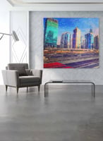 لوحة كانفاس مربع على إطار خشبي، تصميم فن زيتي للمد...