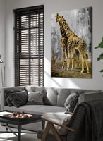 لوحة كانفاس على إطار خشبي بتصميم زوج من الزراف