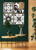 طقم من ٤ لوحات كانفاس مربع على إطار خشبي، تصميم أش...