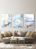 طقم من ٣ لوحات كانفاس على إطار خشبي، تصميم خلفية م...