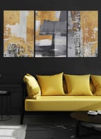 طقم من ٣ لوحات كانفاس على إطار خشبي، تصميم رسم تجر...