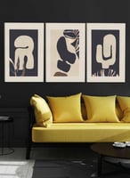 طقم من 3 لوحات كانفاس على إطار خشبي، تصميم رسم جما...