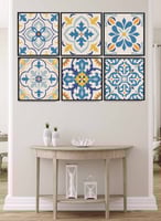 طقم من ٦ لوحات كانفاس مربع على إطار خشبي، تصميم اش...