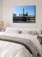 لوحة كانفاس على إطار خشبي للمسجد الحرام بمكة المكر...