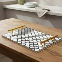 صينية تقديم من الأكريليك بتصميم مزخرف ومقابض معدني...