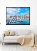 لوحة كانفاس على إطار خشبي لشروق الشمس على ميامي بف...