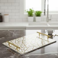 صينية تقديم من الأكريليك بتصميم مزخرف ومقابض معدني...