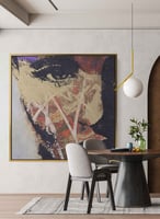 لوحة كانفاس مربع على إطار خشبي، تصميم فن زيتي لعيو...