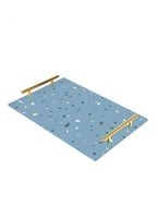 صينية تقديم مصنوعة من الأكريليك بمقابض معدنية ذهبي...