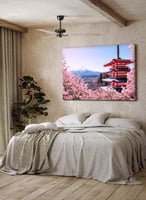 لوحة كانفاس على إطار خشبي لتشوريتو وجبل فوجي في ال...