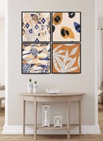 طقم من ٤ لوحات كانفاس مربع على إطار خشبي، تصميم فن...