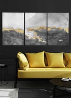 طقم من ٣ لوحات كانفاس على إطار خشبي، تصميم فن زيتي...