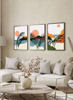 طقم من 3 لوحات كانفاس على إطار خشبي، تصميم جبال ور...