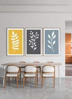 طقم من ٣ لوحات كانفاس على إطار خشبي، تصميم أوراق ز...