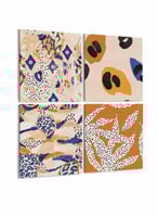 طقم من ٤ لوحات كانفاس مربع على إطار خشبي، تصميم فن...