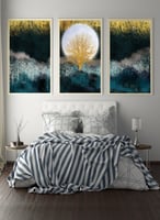 طقم من ٣ لوحات كانفاس على إطار خشبي، تصميم شجرة ال...