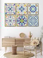 طقم من ٦ لوحات كانفاس مربع على إطار خشبي، تصميم اش...