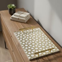 صينية تقديم من الأكريليك بتصميم مزخرف ومقابض معدني...