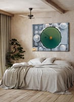 لوحة كانفاس على إطار خشبي للقبة الخضراء في المسجد...