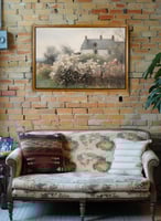 لوحة كانفاس على إطار خشبي بإطار خارجي باللون الخشب...