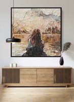 لوحة فنية رائعة كانفاس بتصميم فن زيتي لفتاه