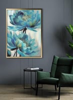 لوحة كانفاس على إطار خشبي بتصميم فن تجريدي للزهور