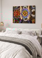 لوحة كانفاس على إطار خشبي لعشاء عائلي