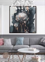 لوحة كانفاس مربع على إطار خشبي، تصميم فن تجريدي لل...