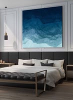 لوحة كانفاس مربع على إطار خشبي، تصميم فن تجريدي لم...