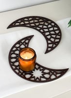 مجموعة من ٦ قطع كوستر ديكور من الخشب بشكل هلال رمض...