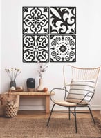 طقم من ٤ لوحات كانفاس مربع على إطار خشبي، تصميم أش...