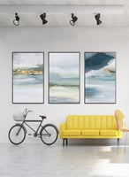 طقم من ٣ لوحات كانفاس على إطار خشبي، تصميم رسم تجر...