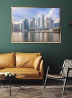 لوحة كانفاس على إطار خشبي لمنظر لبرج خليفة وناطحات...