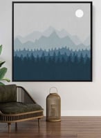 لوحة كانفاس مربع على إطار خشبي، تصميم قمر اعلى الج...