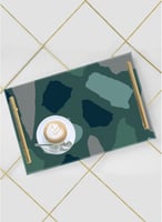 صينية تقديم مصنوعة من الأكريليك بمقابض معدنية ذهبي...