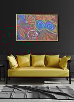 لوحة كانفاس على إطار خشبي، تصميم نمط ملون، بمنظر أ...