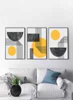 طقم من ٣ لوحات كانفاس على إطار خشبي، تصميم دوائر و...