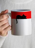 كوب ١١ أونصة من السيراميك بتصميم قطة سوداء