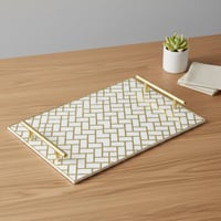 صينية تقديم من الأكريليك بتصميم مزخرف ومقابض معدني...