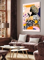 لوحة كانفاس على إطار خشبي بتصميم فن تجريدي لسيدة