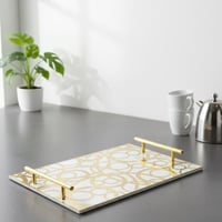 صينية تقديم من الأكريليك بتصميم مزخرف ومقابض معدني...